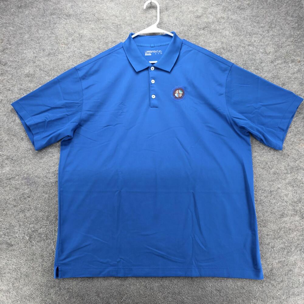 Nike Polo Shirt Mens 2XL Blue Dri-FIT Moisture Wicking Tagless Collared